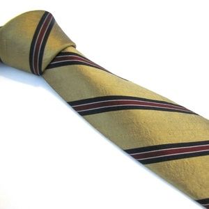 ROBERT TALBOTT Tie Gold Shangtung Silk Stripe Slim